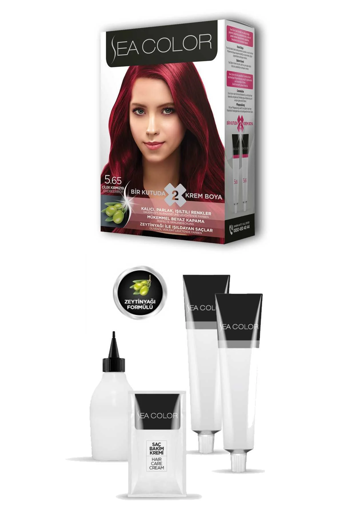 2 Tüp Krem Saç Boyası Seti Çilek Kırmızısı No:5.65 - Just Cheap Store Görsel 3