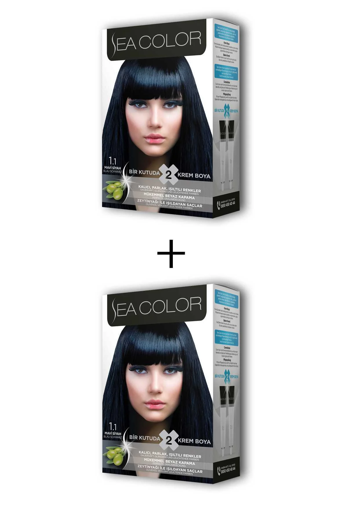 2X2 Tüp Krem Saç Boyası Seti Mavi Siyah No:1.1 - Just Cheap Store Görsel 2