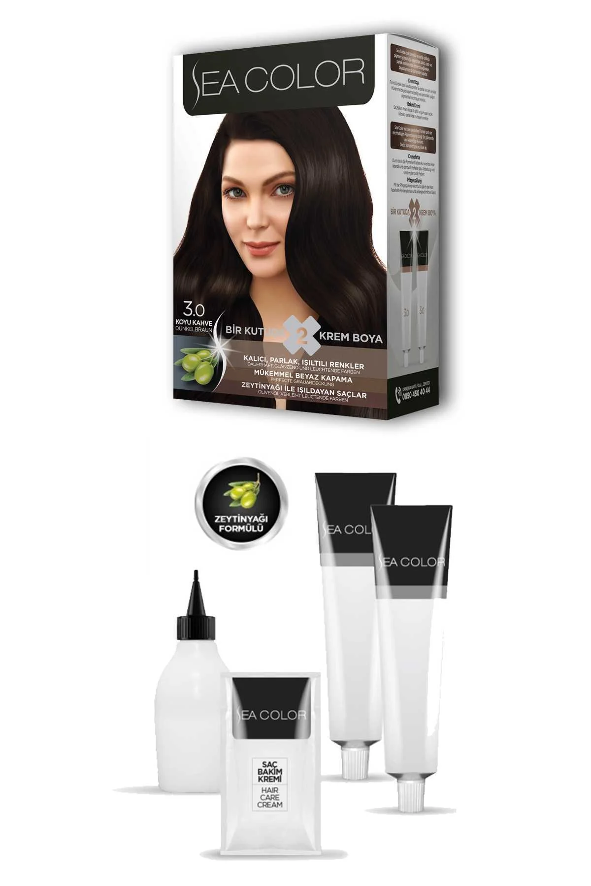 2X2 Tüp Krem Saç Boyası Seti Koyu Kahve No:3.0 - Just Cheap Store Görsel 3