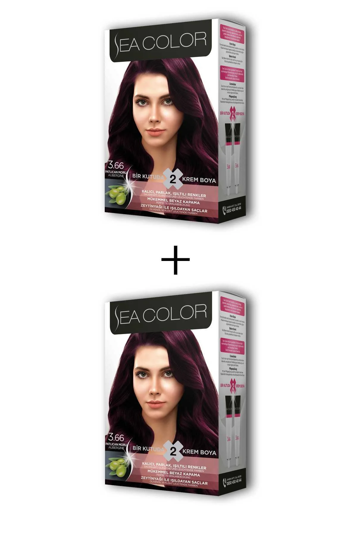 2X2 Tüp Krem Saç Boyası Seti Patlıcan Moru No:3.66 - Just Cheap Store Görsel 2