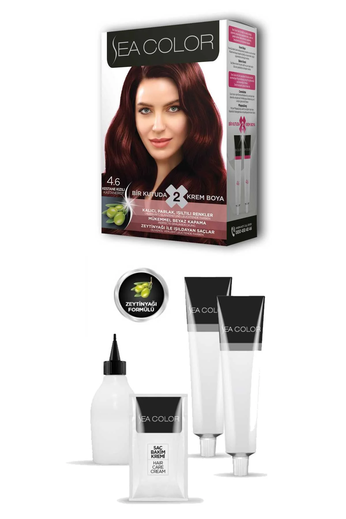 2X2 Tüp Krem Saç Boyası Seti Kestane Kızılı No:4.6 - Just Cheap Store Görsel 3