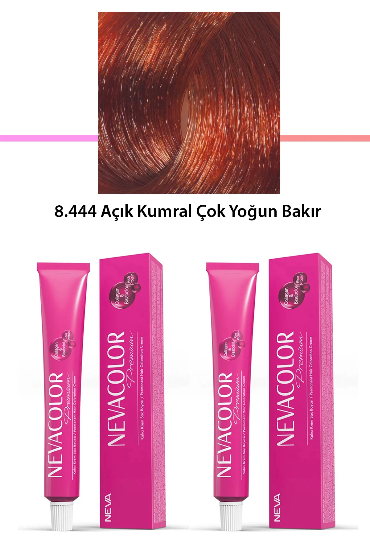 2 li Set Premium 8.444 Açık Kumral Çok Yoğun Bakır - Kalıcı Krem Saç Boyası 2 X 50 g Tüp - Just Cheap Store Görsel 4