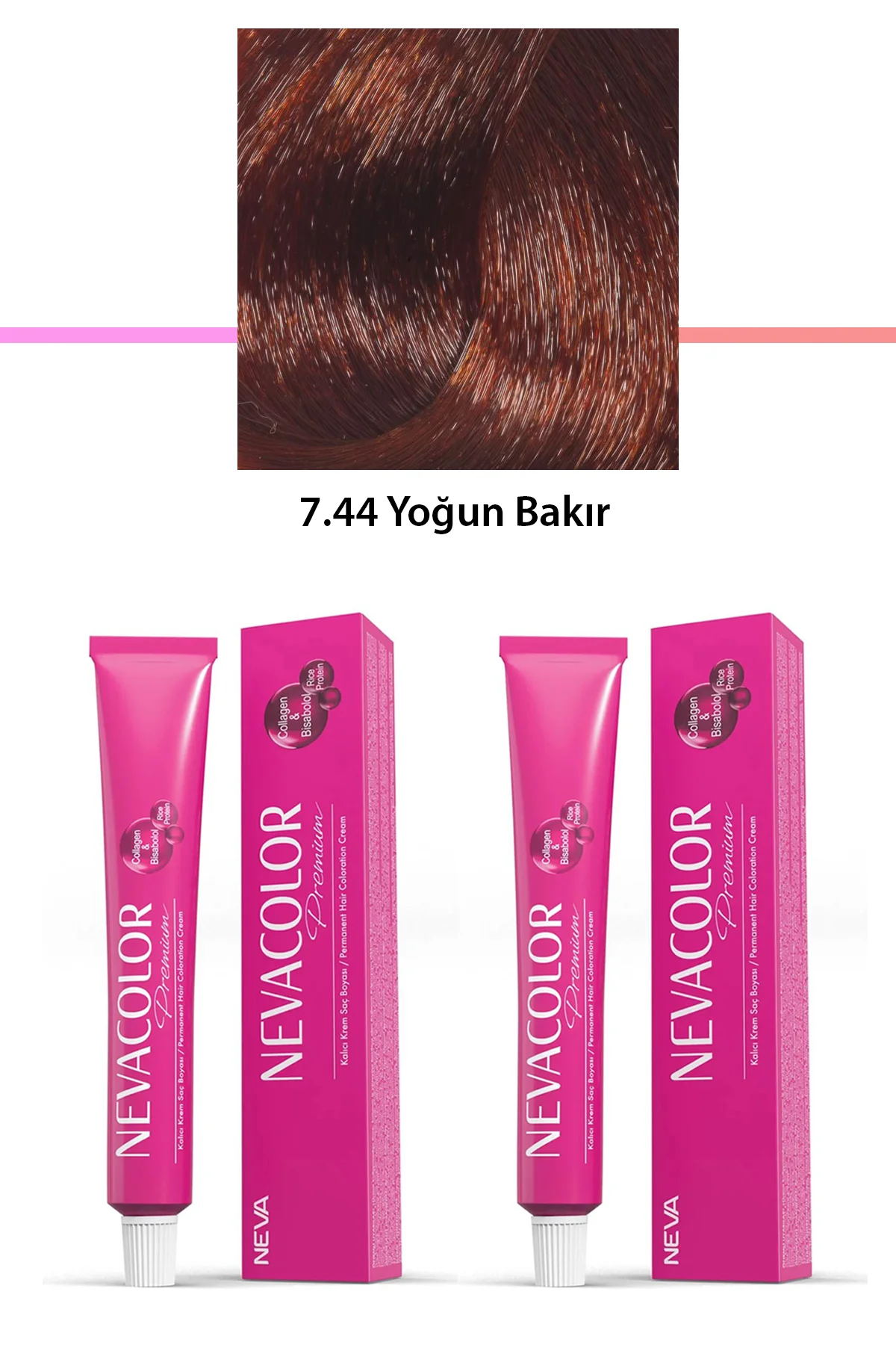 2 li Set Premium 7.44 Yoğun Bakır - Kalıcı Krem Saç Boyası 2 X 50 g Tüp - Just Cheap Store Görsel 2