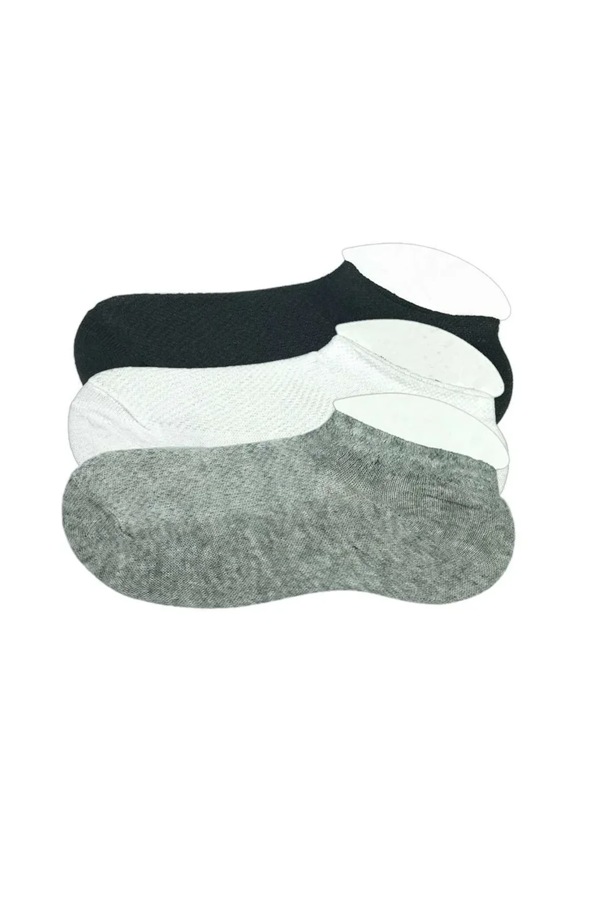 3 Adet Çocuk Sneaker Patik Çorap Siyah Beyaz Gri - Just Cheap Store Görsel 4