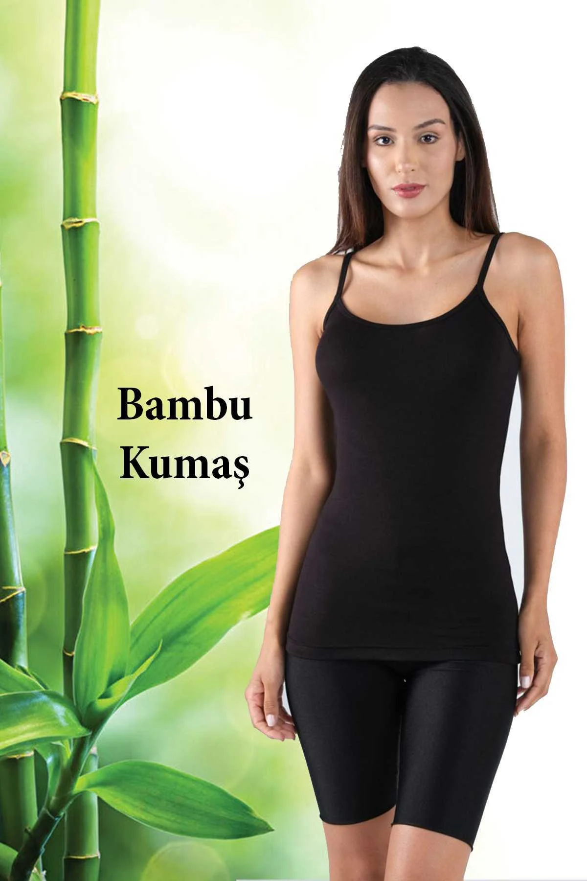 Bambu Kadın Askılı Atlet Siyah - Just Cheap Store Görsel 4