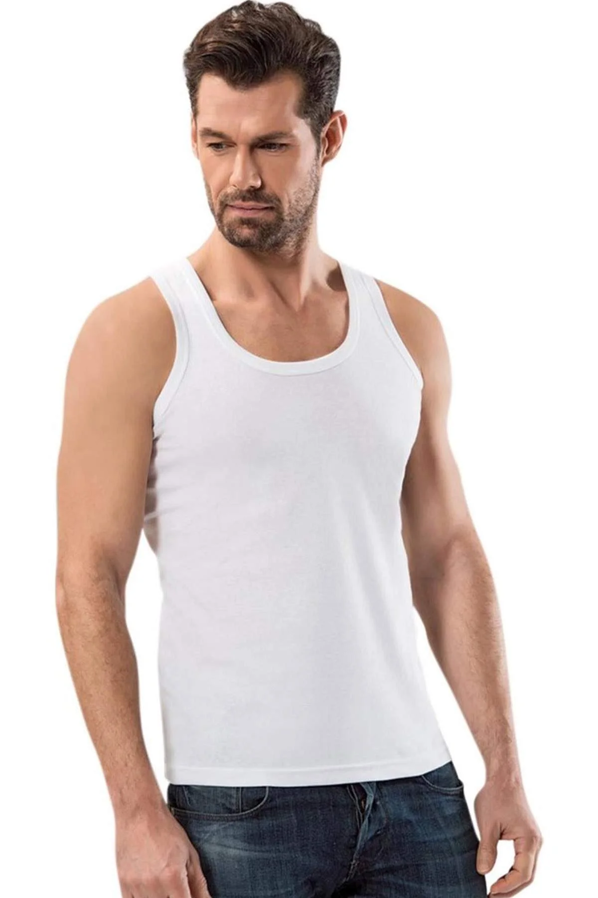 Kalın Askılı Klasik Erkek Atlet Beyaz - 1151A - Just Cheap Store Görsel 2