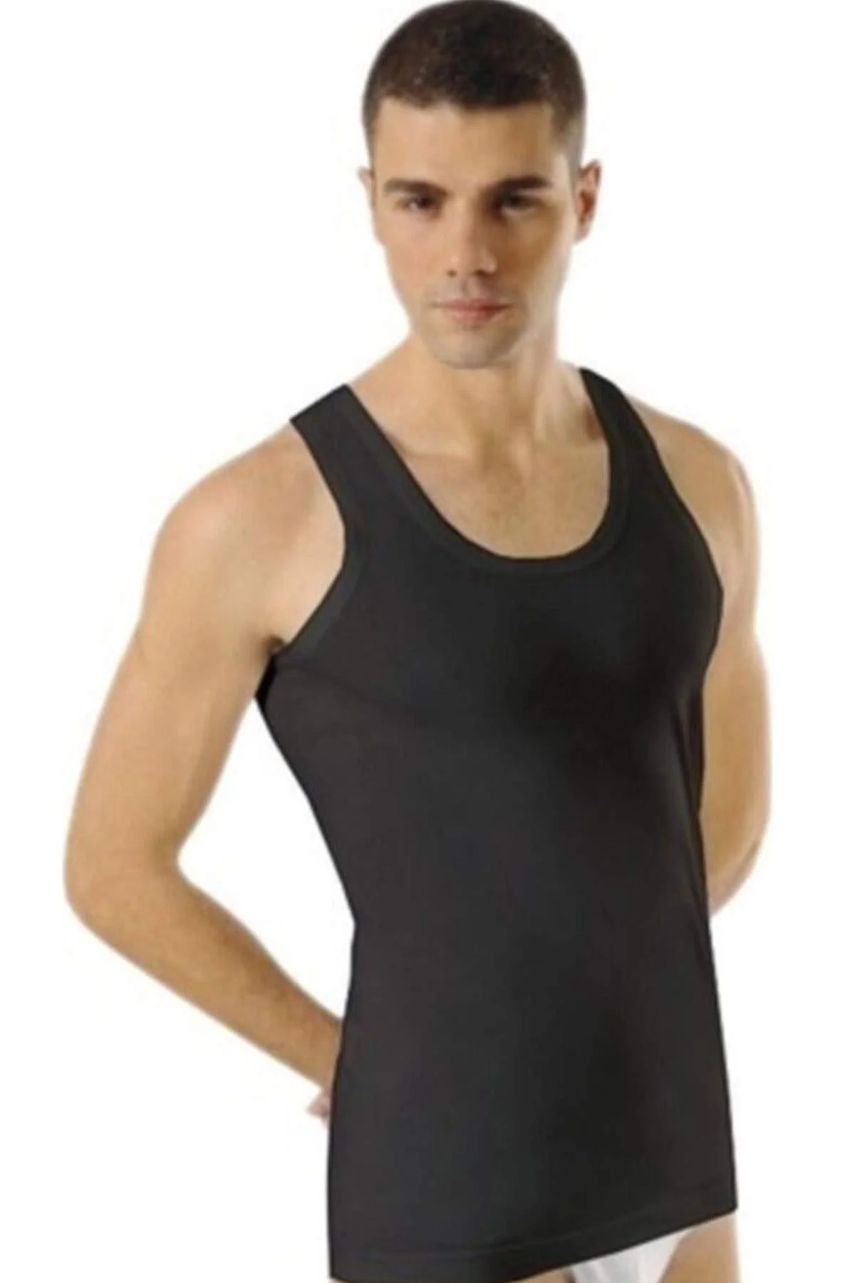 Kalın Askılı Klasik Erkek Atlet Siyah - 1151A - Just Cheap Store Görsel 3