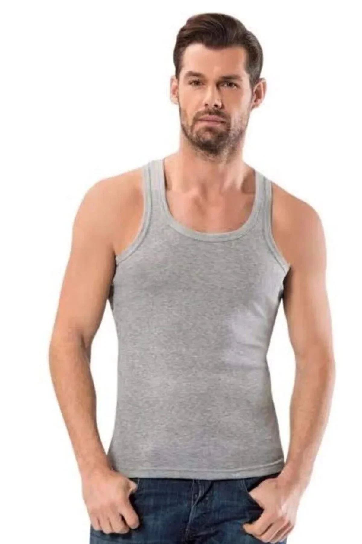 Kalın Askılı Klasik Erkek Atlet Gri - 1151A - Just Cheap Store Görsel 5