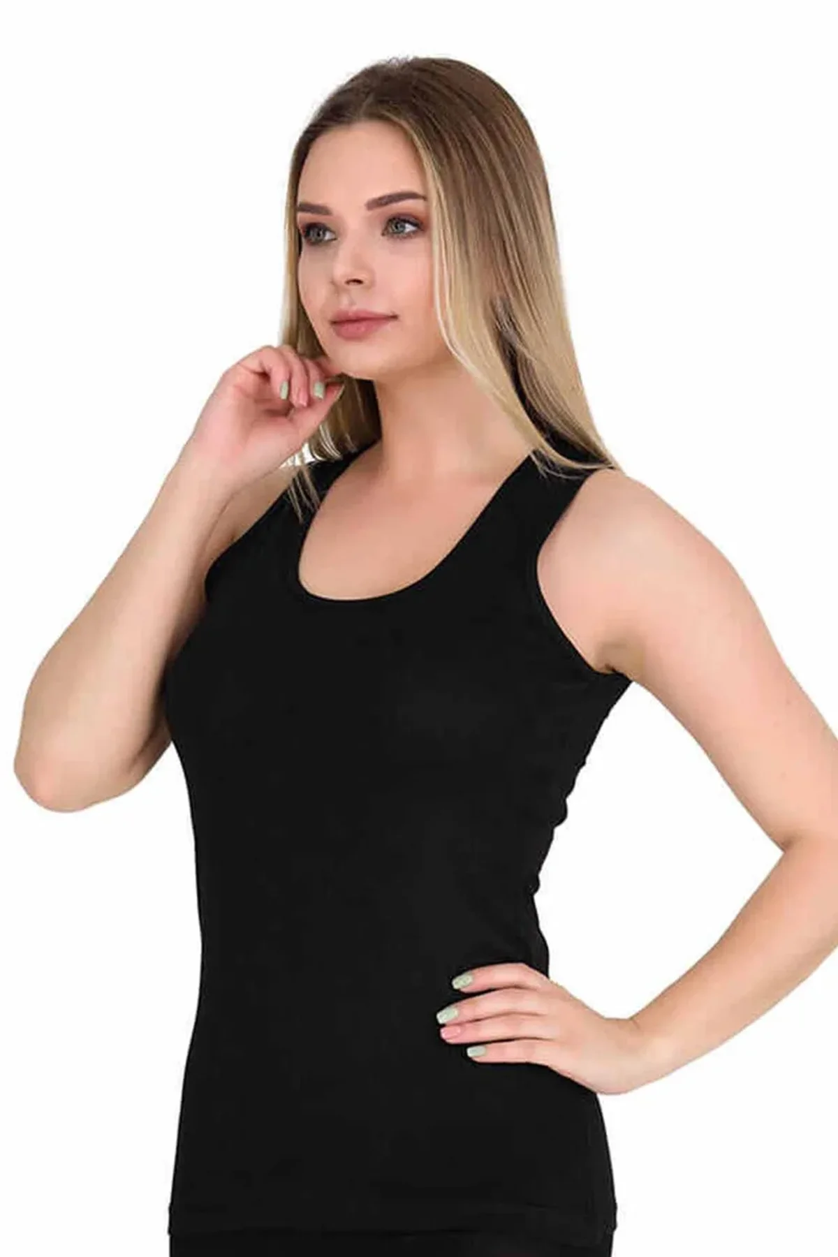 Geniş Askılı Elestan Likralı Kadın Atlet Siyah 2127B - Just Cheap Store Görsel 5