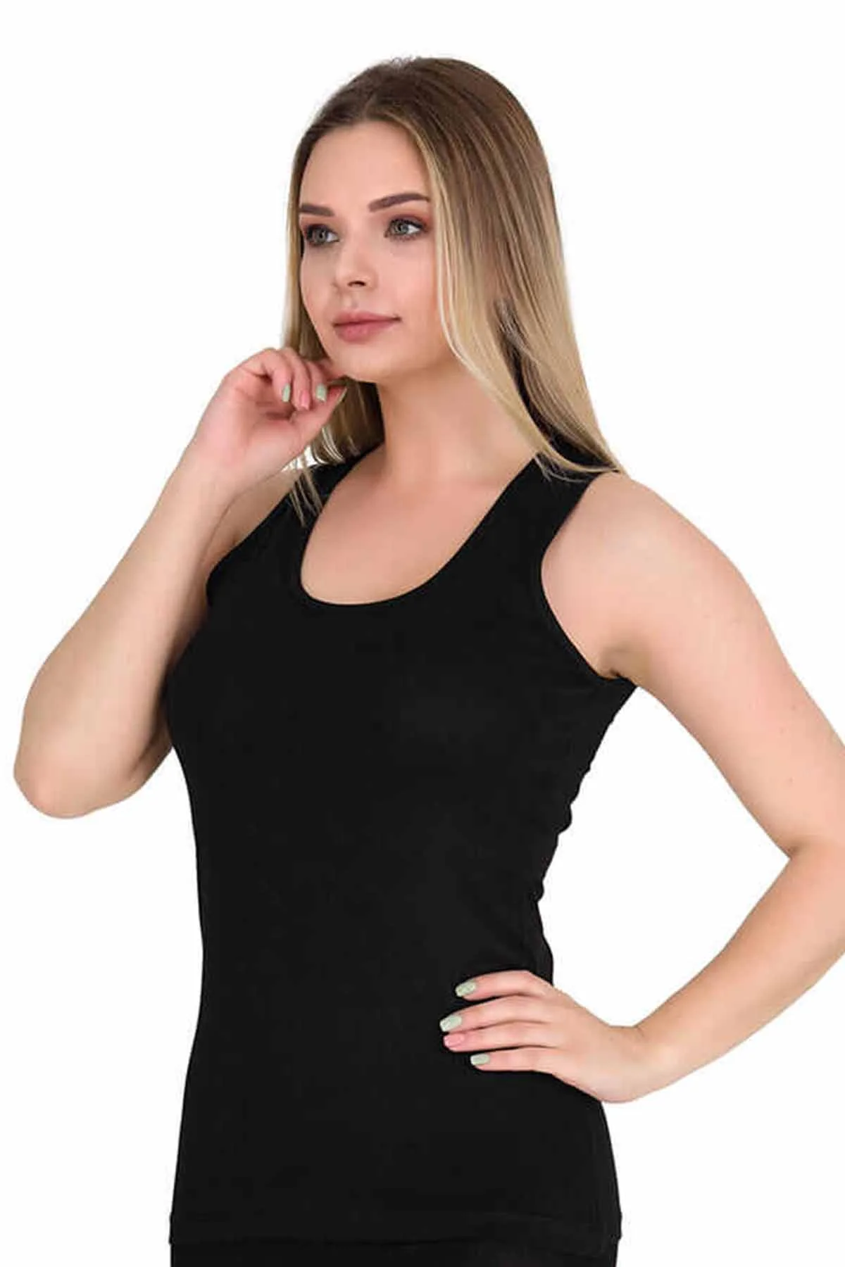 Geniş Askılı Elestan Likralı Kadın Atlet Siyah 2127B - Just Cheap Store Görsel 3