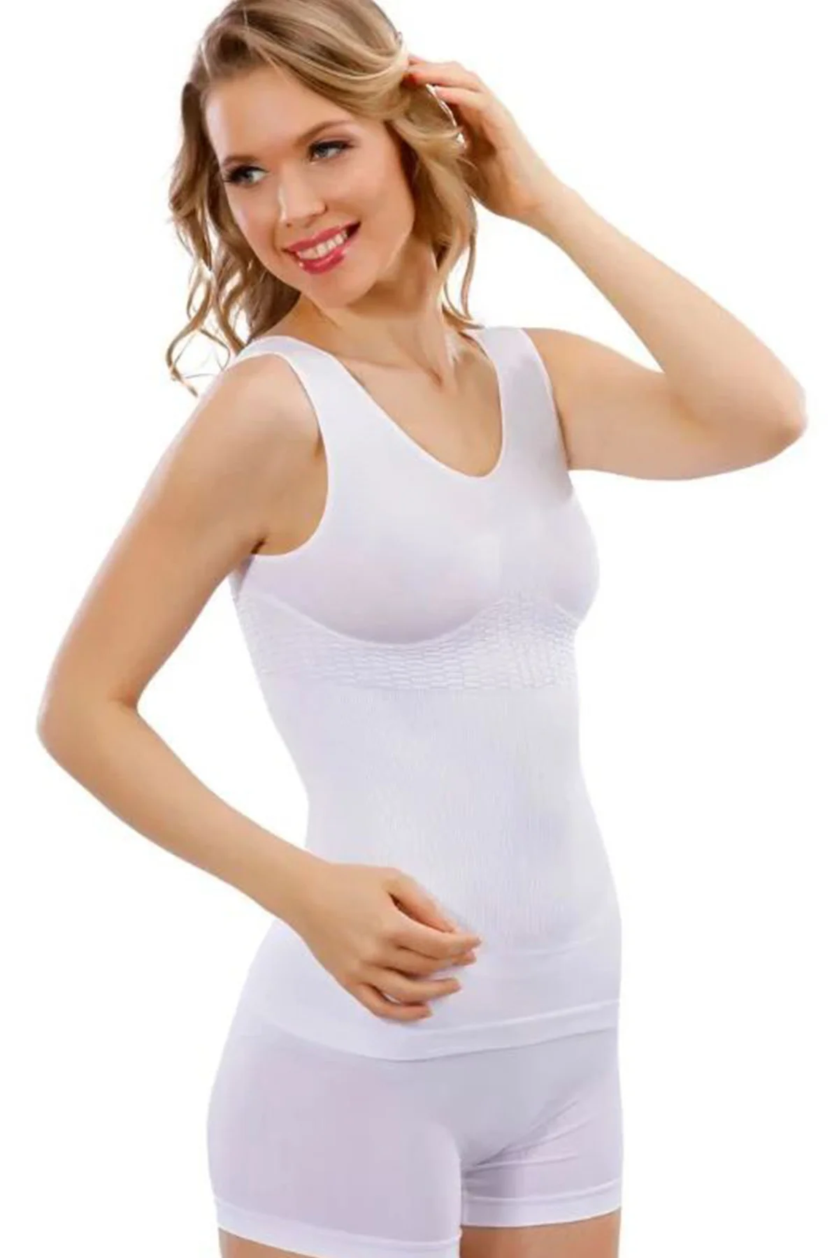 Jakarlı Kalın Askılı Bayan Atlet 14005 -Beyaz - Just Cheap Store Görsel 4