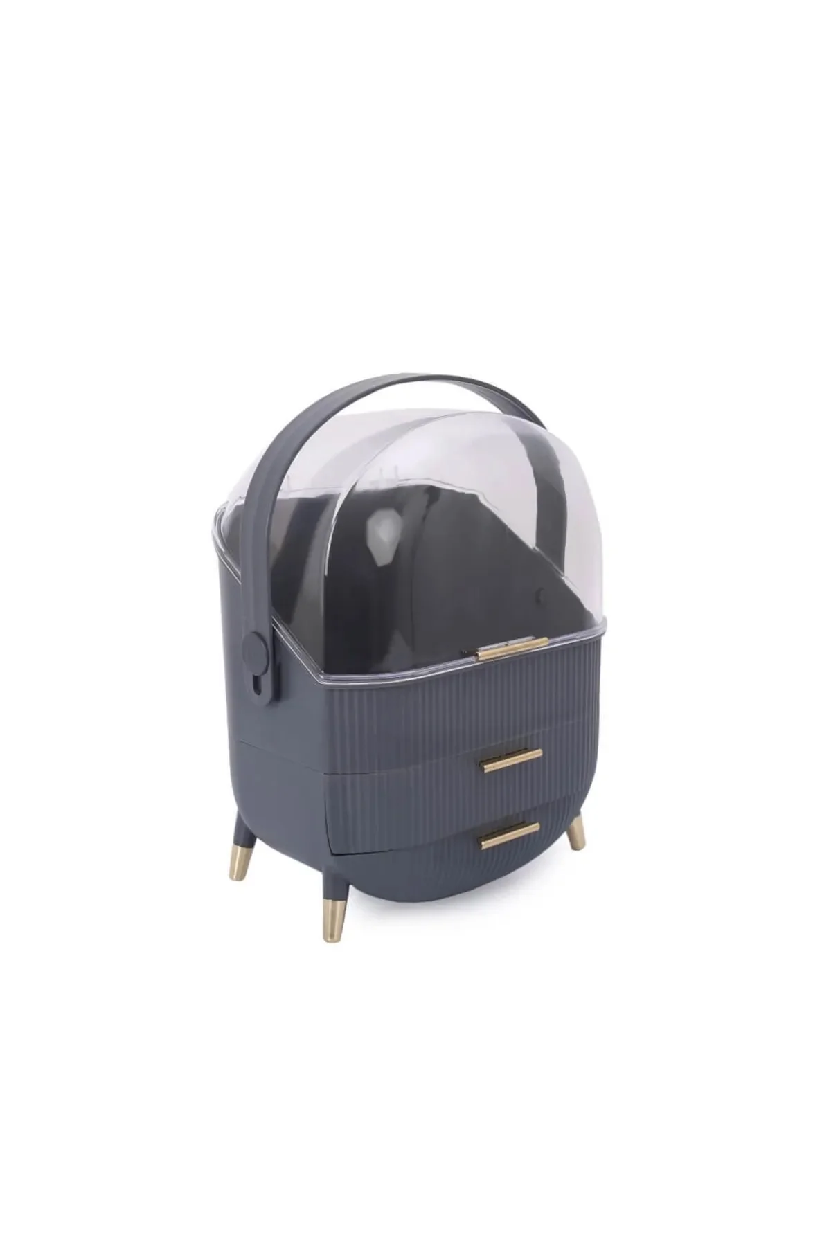 Kozmetik Makyaj Düzenleyici Organizer Gri Taşıma Kulplu Çekmeceli - Just Cheap Store Görsel 5