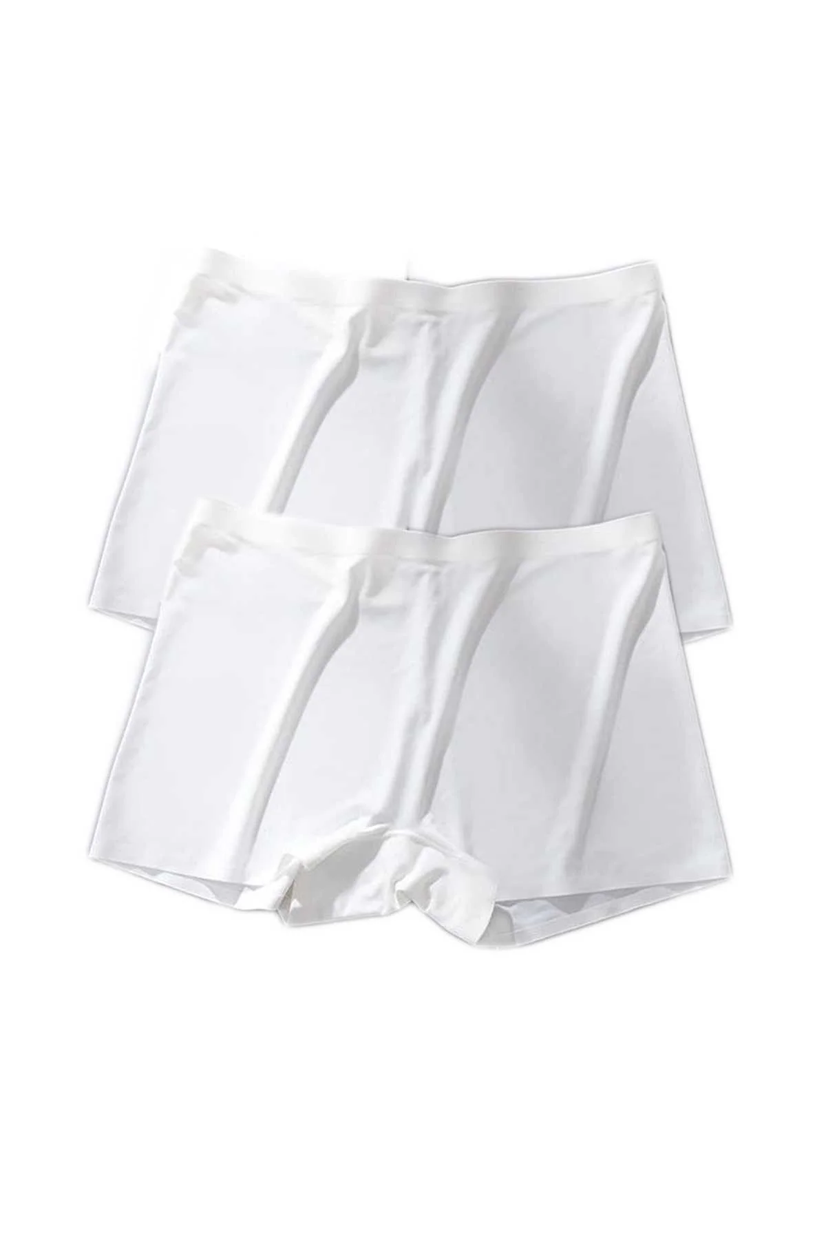 2 Adet Kadın Dikişsiz Görünmez İz Yapmaz Mini Şort Boxer Beyaz - Just Cheap Store Görsel 3