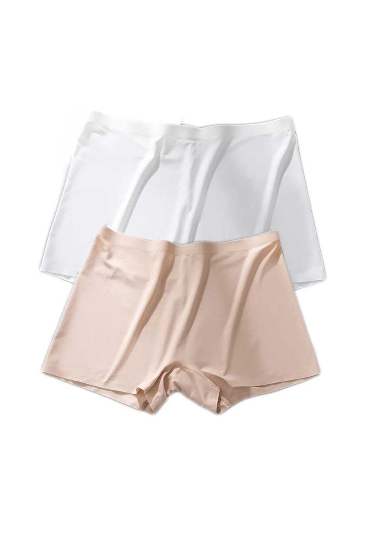 2 Adet Kadın Dikişsiz Görünmez İz Yapmaz Mini Şort Boxer Beyaz Ten - Just Cheap Store Görsel 3