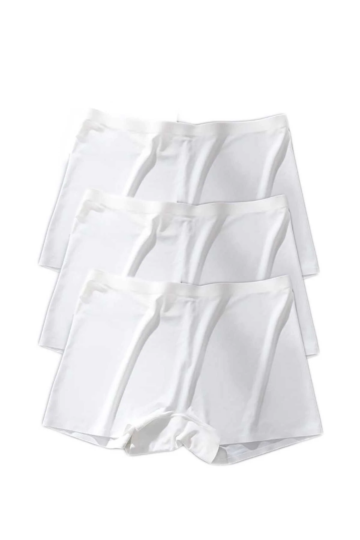 3 Adet Kadın Dikişsiz Görünmez İz Yapmaz Mini Şort Boxer Beyaz - Just Cheap Store Görsel 3