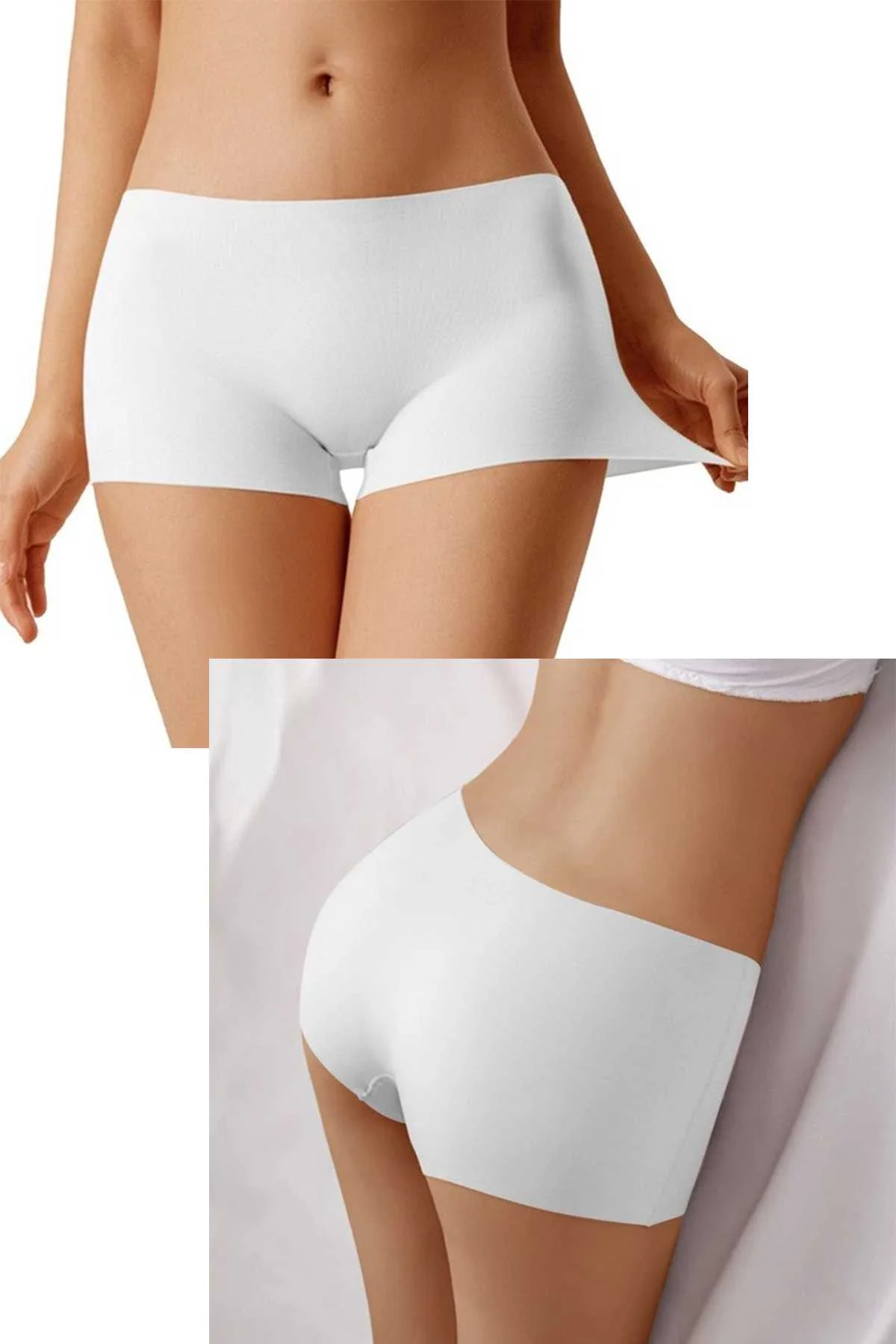 4 Adet Kadın Dikişsiz Görünmez İz Yapmaz Mini Şort Boxer Beyaz Ten - Just Cheap Store Görsel 4