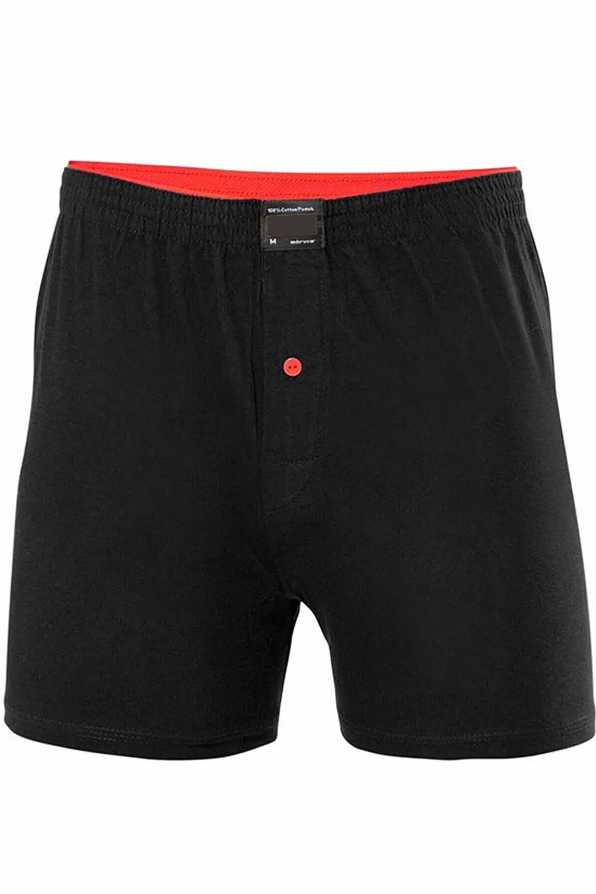 Düğmeli Pamuklu Erkek Penye Boxer Büyük Beden Siyah - 1278A - Just Cheap Store Görsel 2