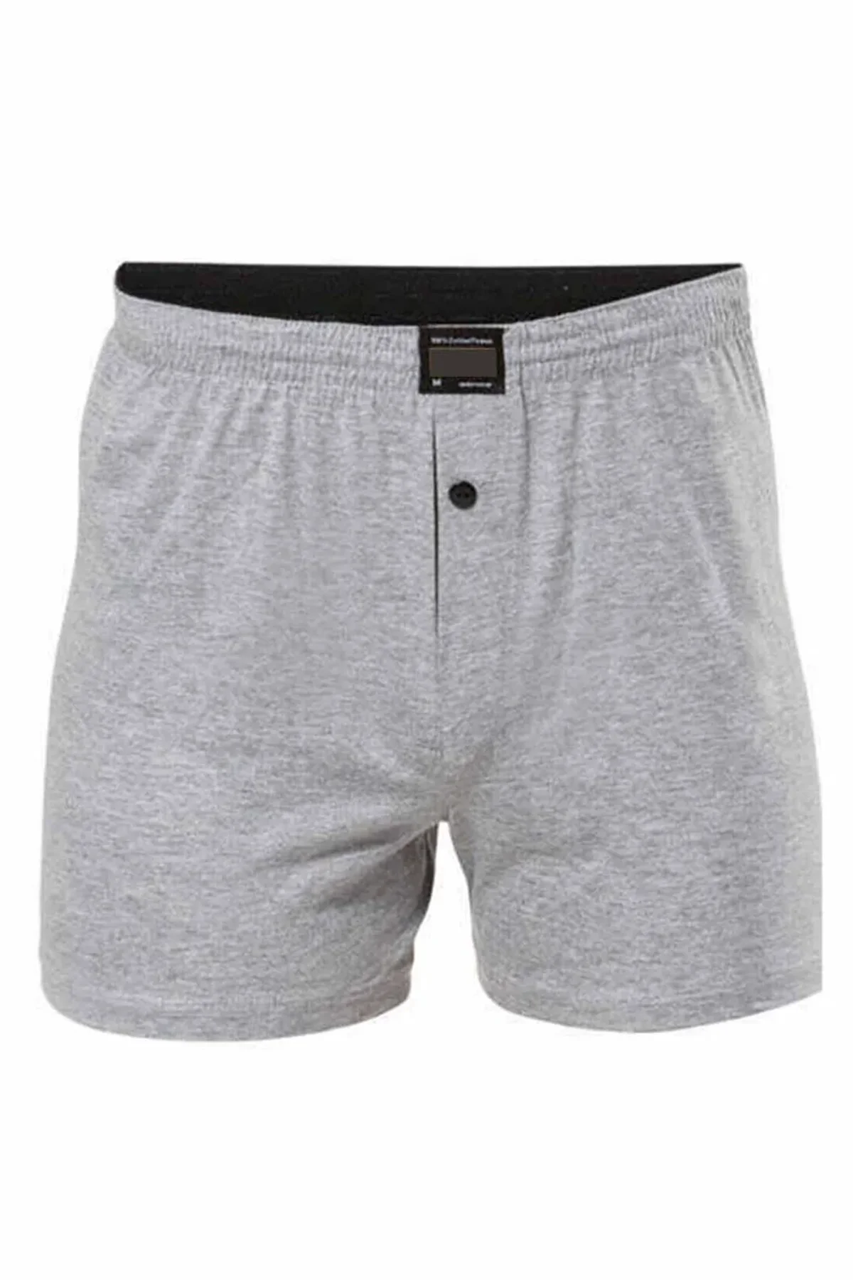 Düğmeli Pamuklu Erkek Penye Boxer Büyük Beden Gri - 1278A - Just Cheap Store Görsel 4