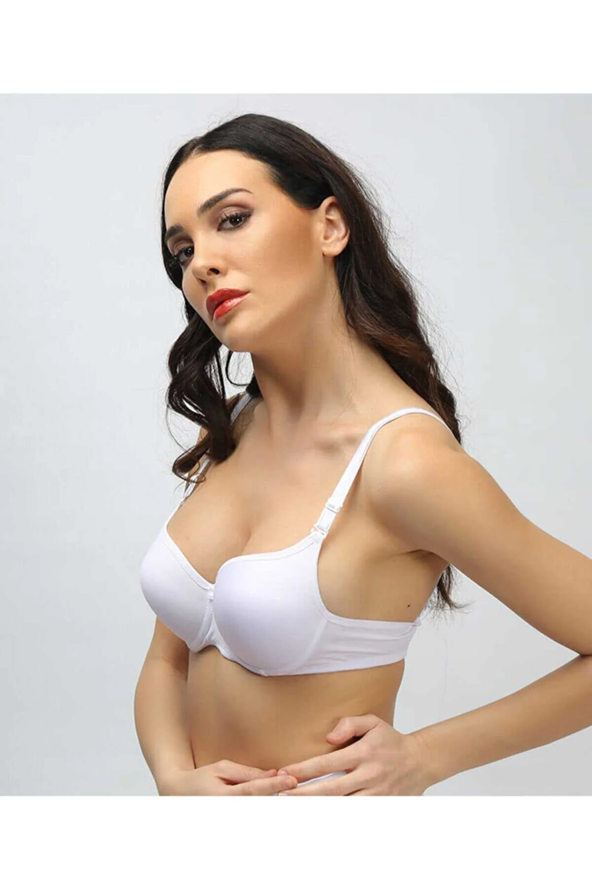 Silikonlu Desteksiz Telli Düz Boş Sütyen Gri - Just Cheap Store Görsel 3