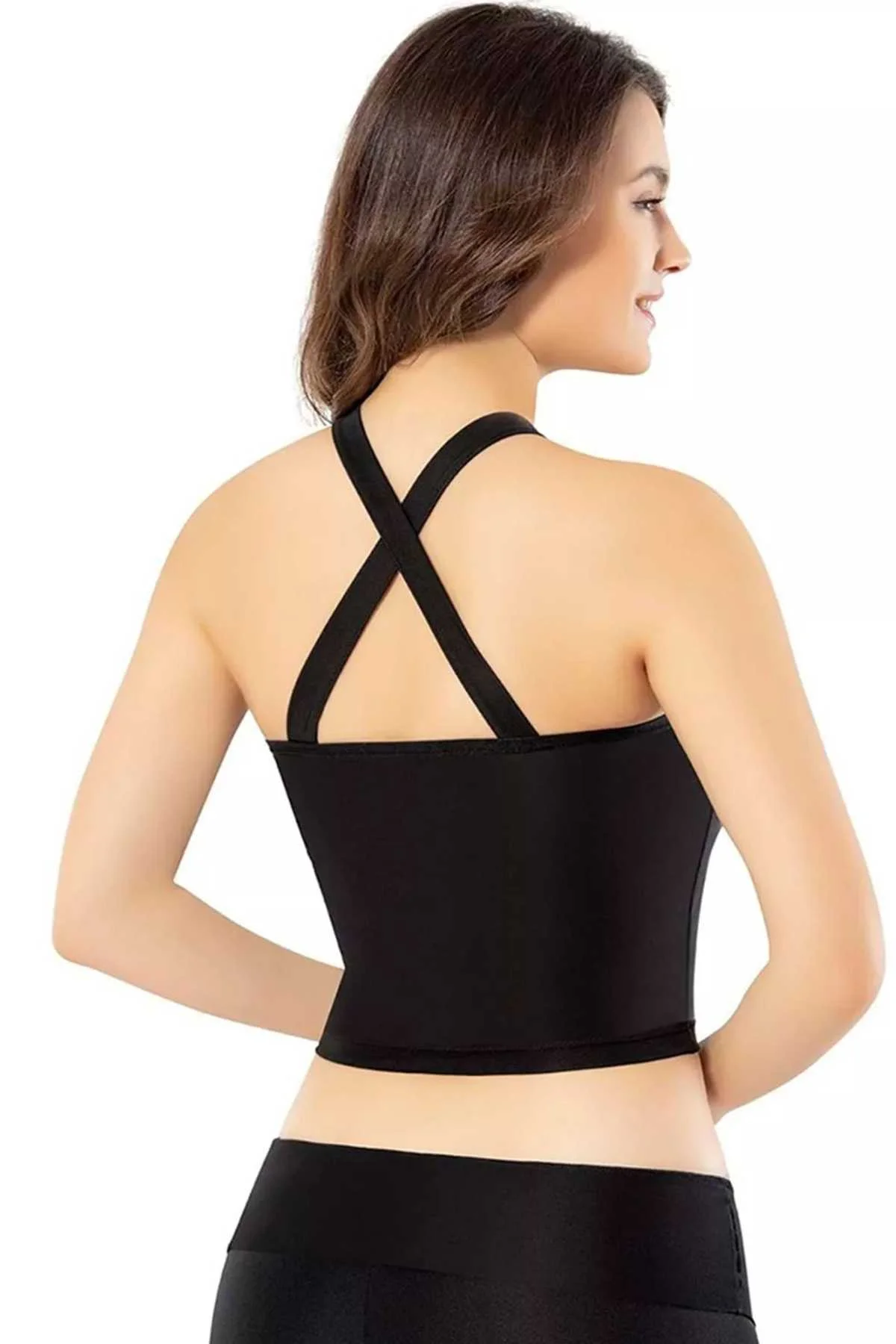 Pedli Dalgıç Modelli Krop Kadın Büstiyer Siyah - Just Cheap Store Görsel 3