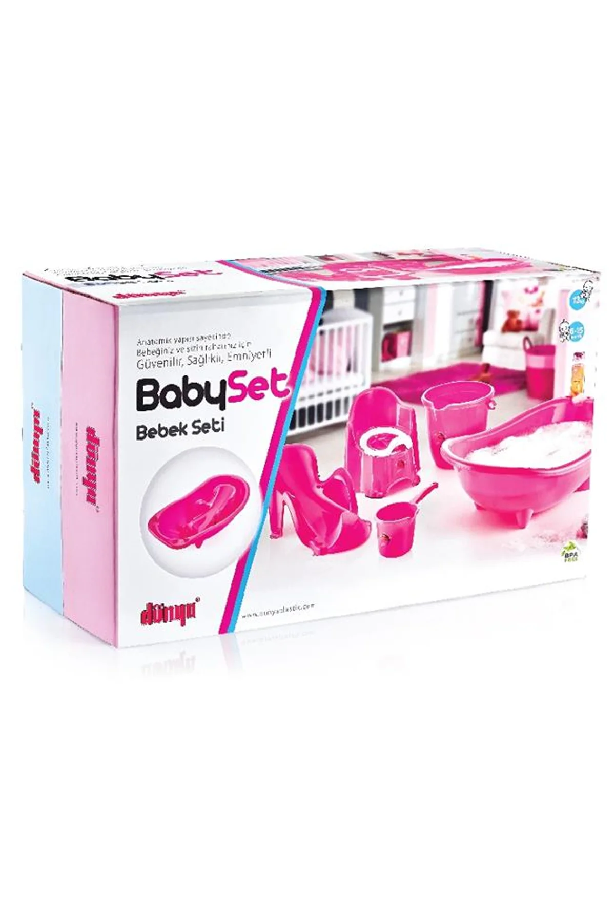5 Parça Oturaklı Bebek Bakım Yıkama Seti Pembe - Just Cheap Store Görsel 3