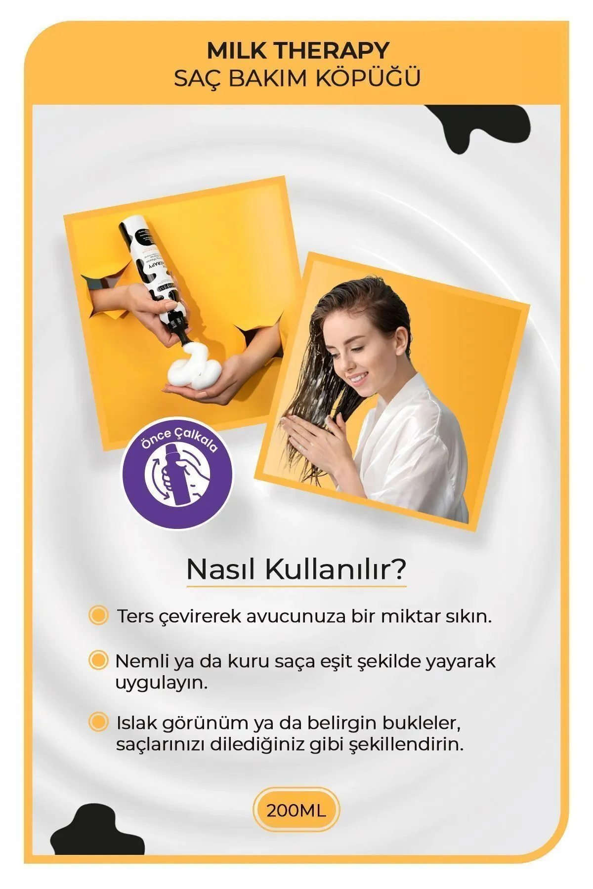 Milk Therapy Kremsi Saç Bakım Köpük 200 ML - Besleyici Koruyucu - mrfs - Just Cheap Store Görsel 4