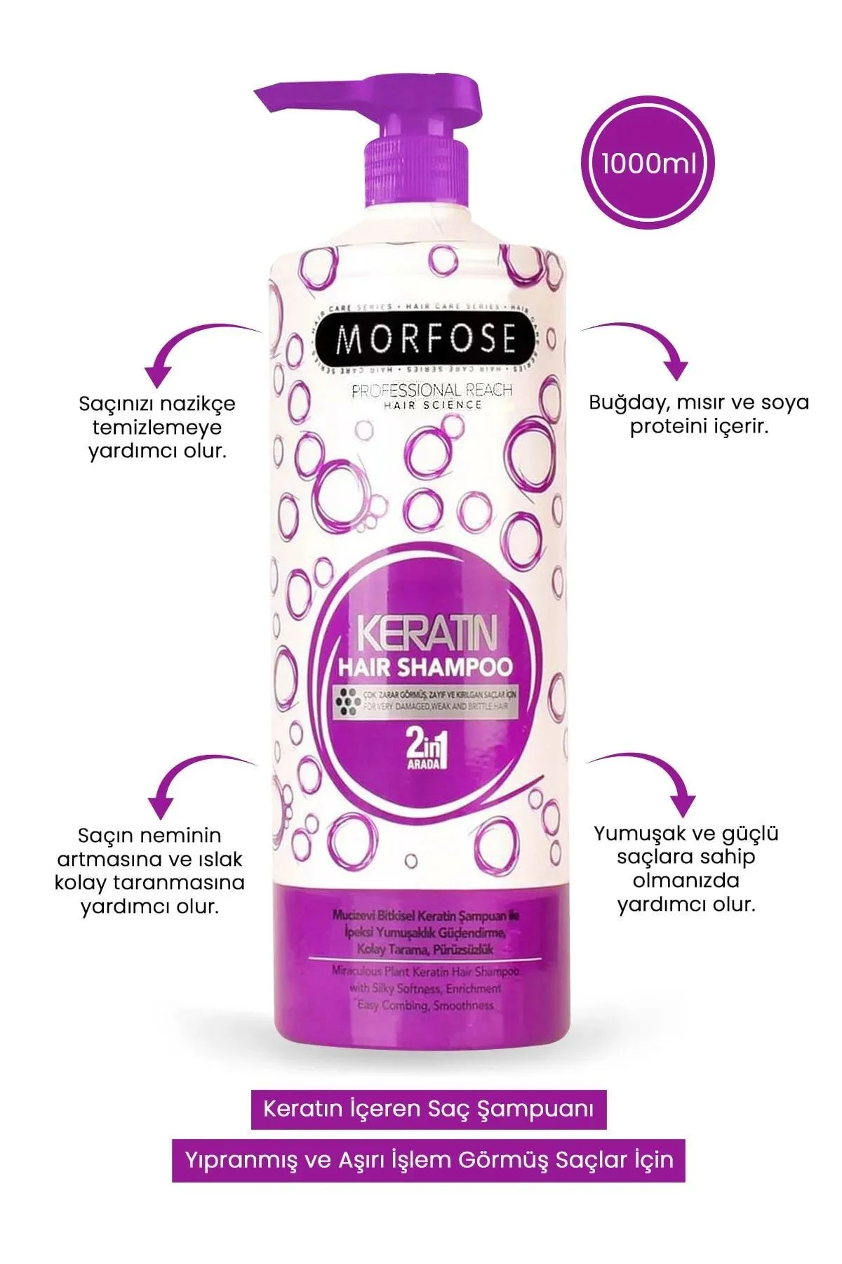 Keratin Şampuan 1000 ML - Besleyici Koruyucu Etki - Just Cheap Store Görsel 2
