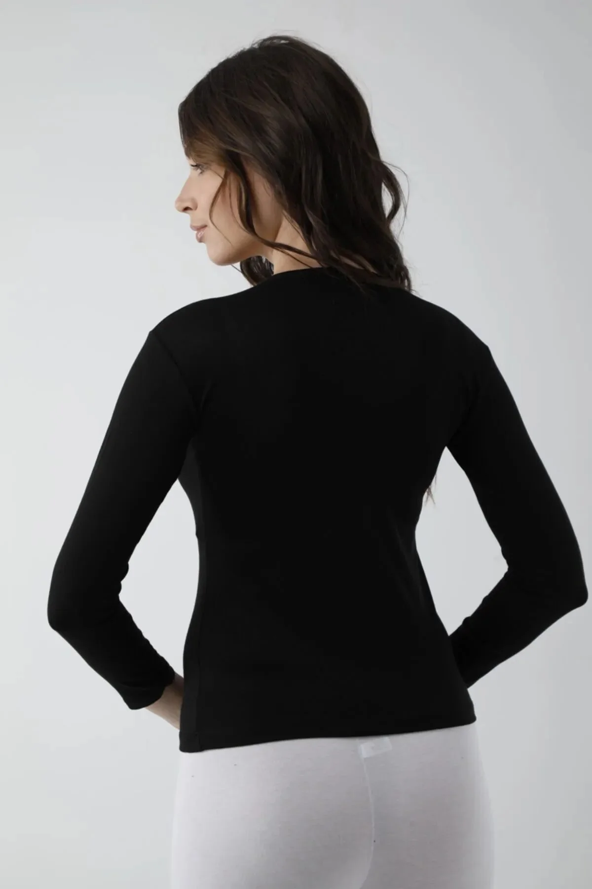 Vivaldi Kadın Siyah Uzun Kol Bisiklet Yaka Body Likralı 352 - Just Cheap Store Görsel 4