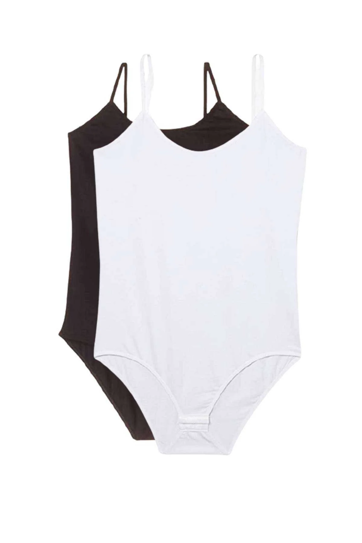 2 Adet İp Askılı Kadın Çıtçıtlı Body Siyah ve Beyaz - Just Cheap Store Görsel 5