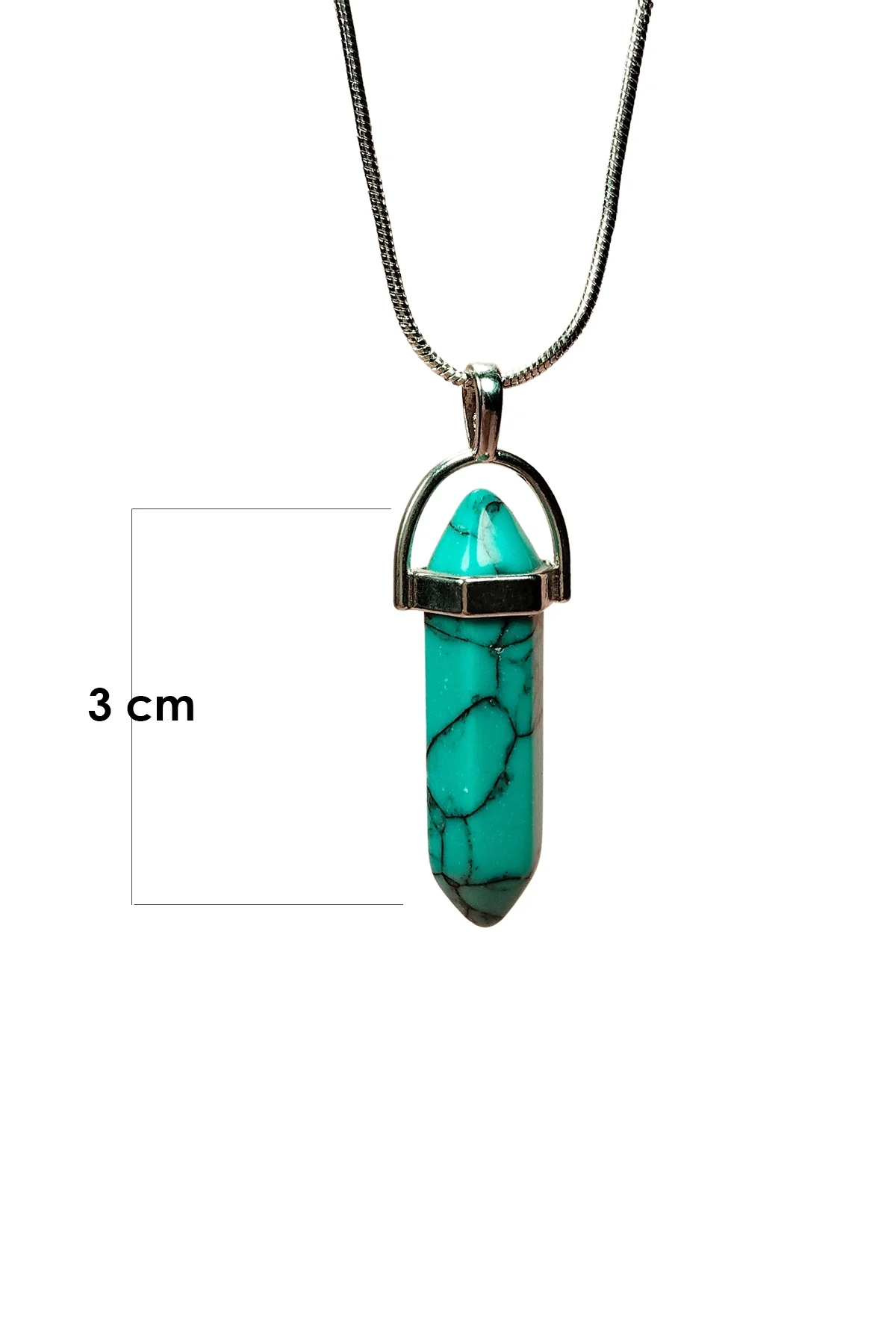 Turkuaz Doğal Taşı Zincirli El Yapımı Kolye Uç: 3 cm Zincir: 20 cm Kutulu - Just Cheap Store Görsel 3