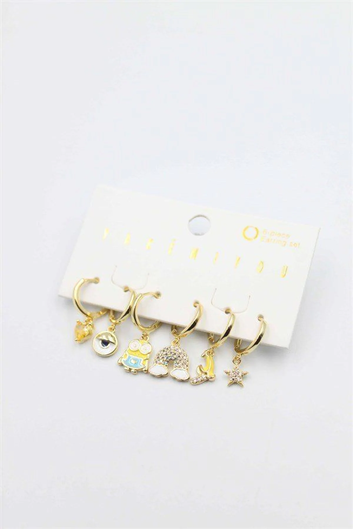 Renkli Taşlı Set Küpe - Altın - Just Cheap Store Görsel 5