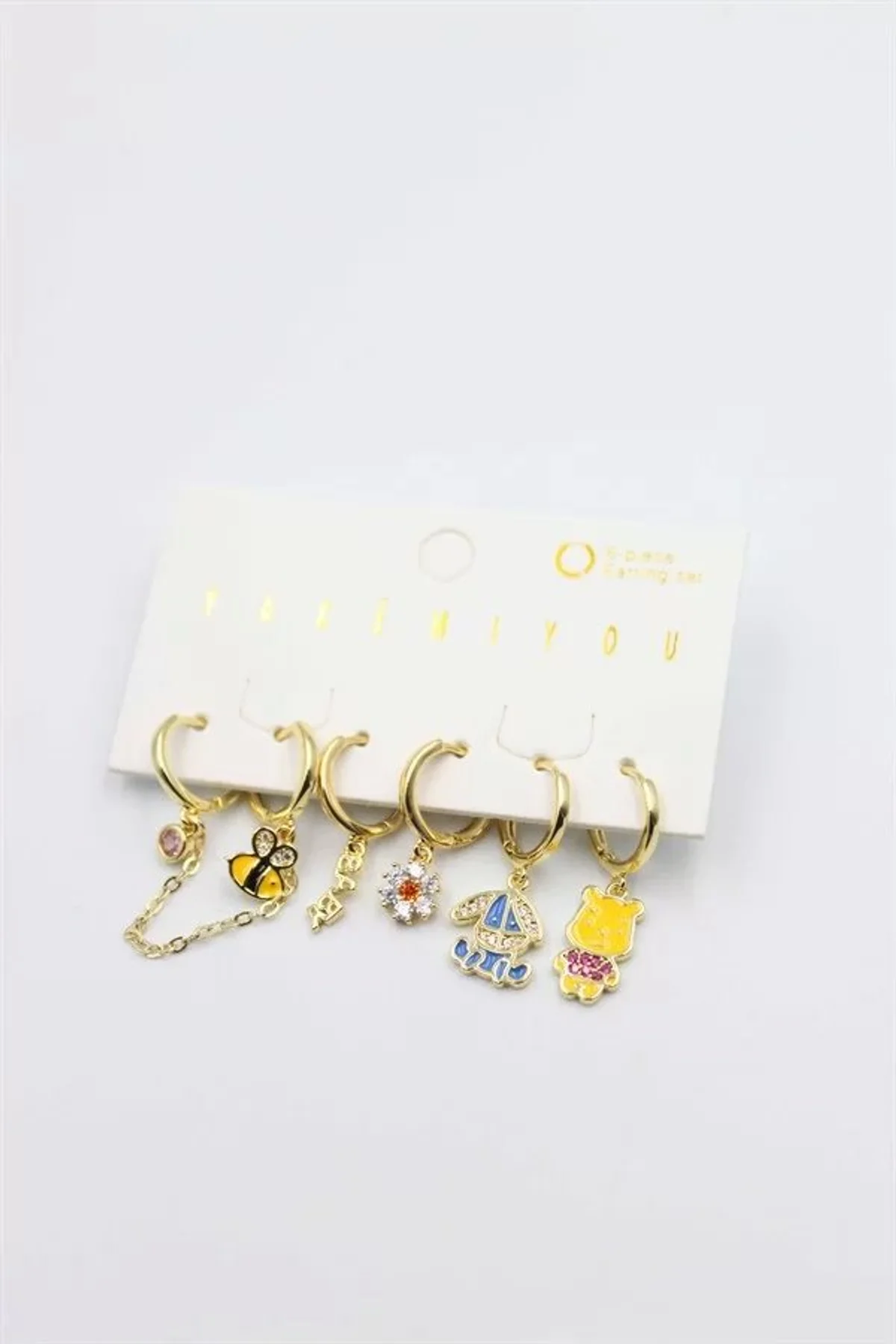 Renkli Taşlı Set Küpe - Altın - Just Cheap Store Görsel 4