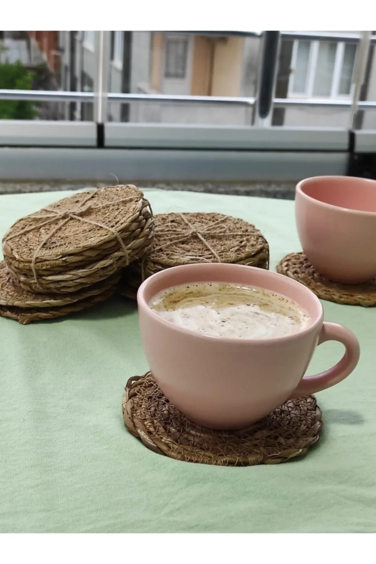 El Yapımı Hasır Bardak Altlığı Fincan Çay Kupa Altlığı Hasır Bardak Altlığı 6 Adet BLSSGS10 - Just Cheap Store Görsel 2