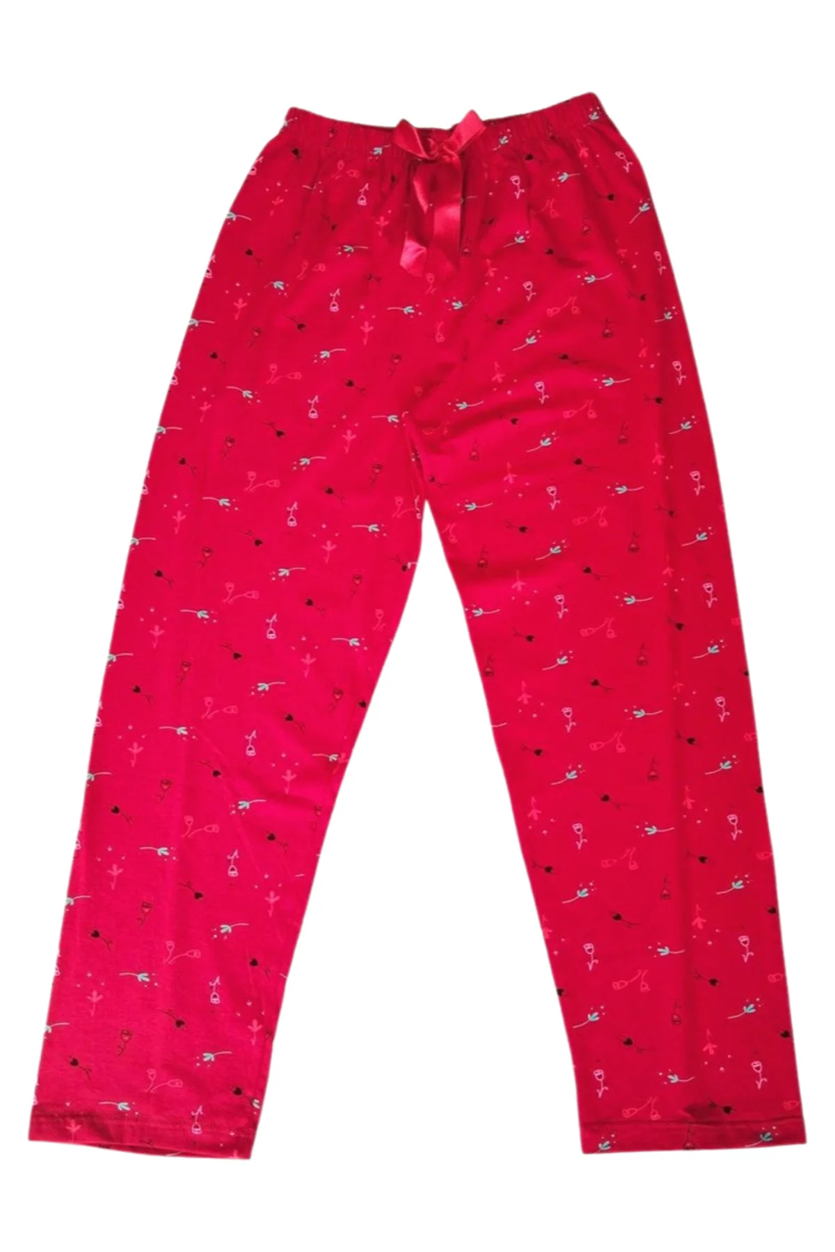 Beli Lastikli Mevsimlik Viskon Penye Pantolon Kırmızı - Just Cheap Store Görsel 5