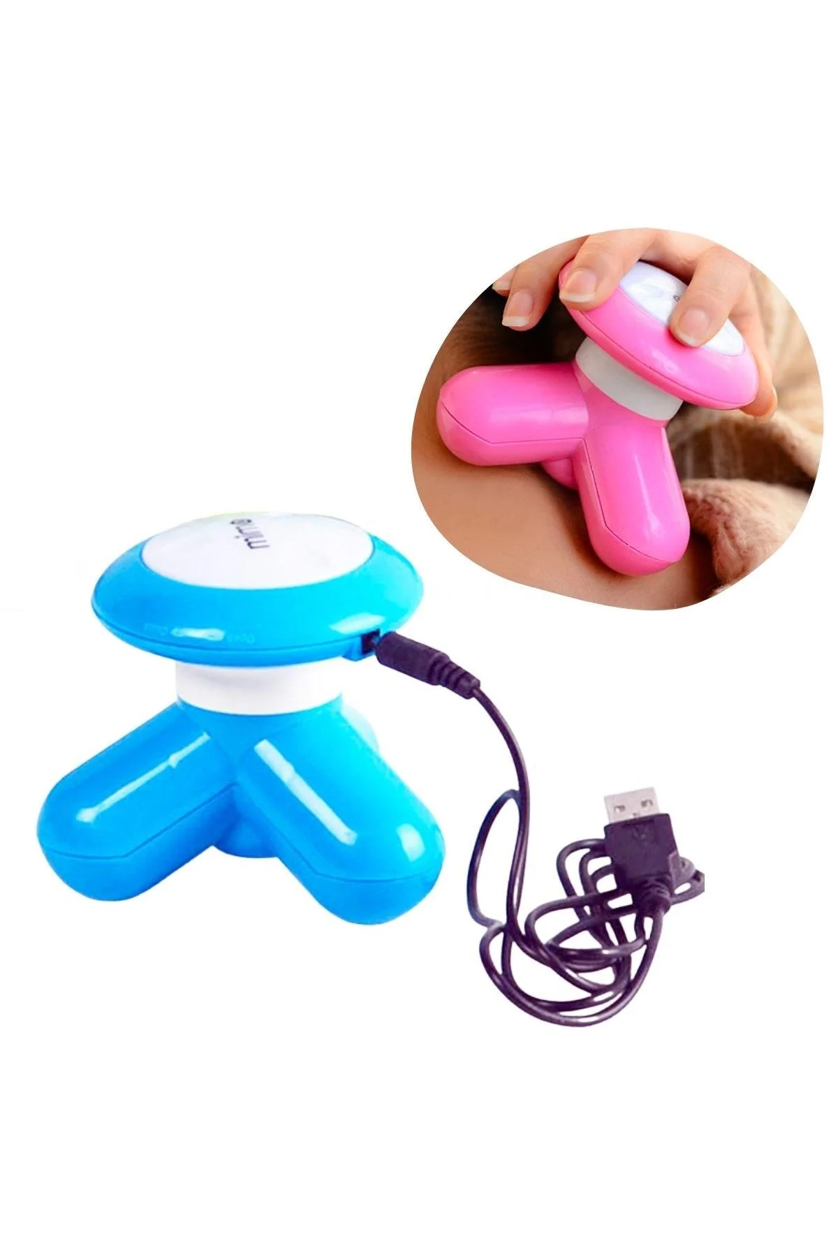 3 Başlıklı Titreşimli USB Şarjlı Mini El Masaj Aleti (4741)