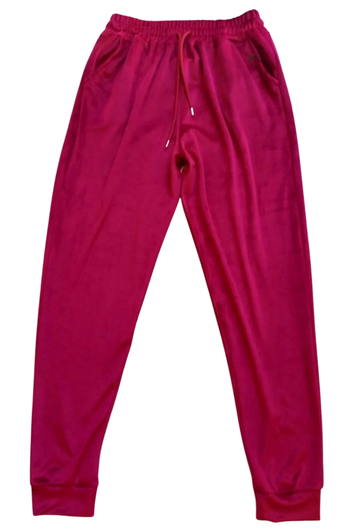 Parlak Kadife Cepli Pantolon Eşofman Pijama Altı Unisex Lastikli Paça Bordo - Just Cheap Store Görsel 5