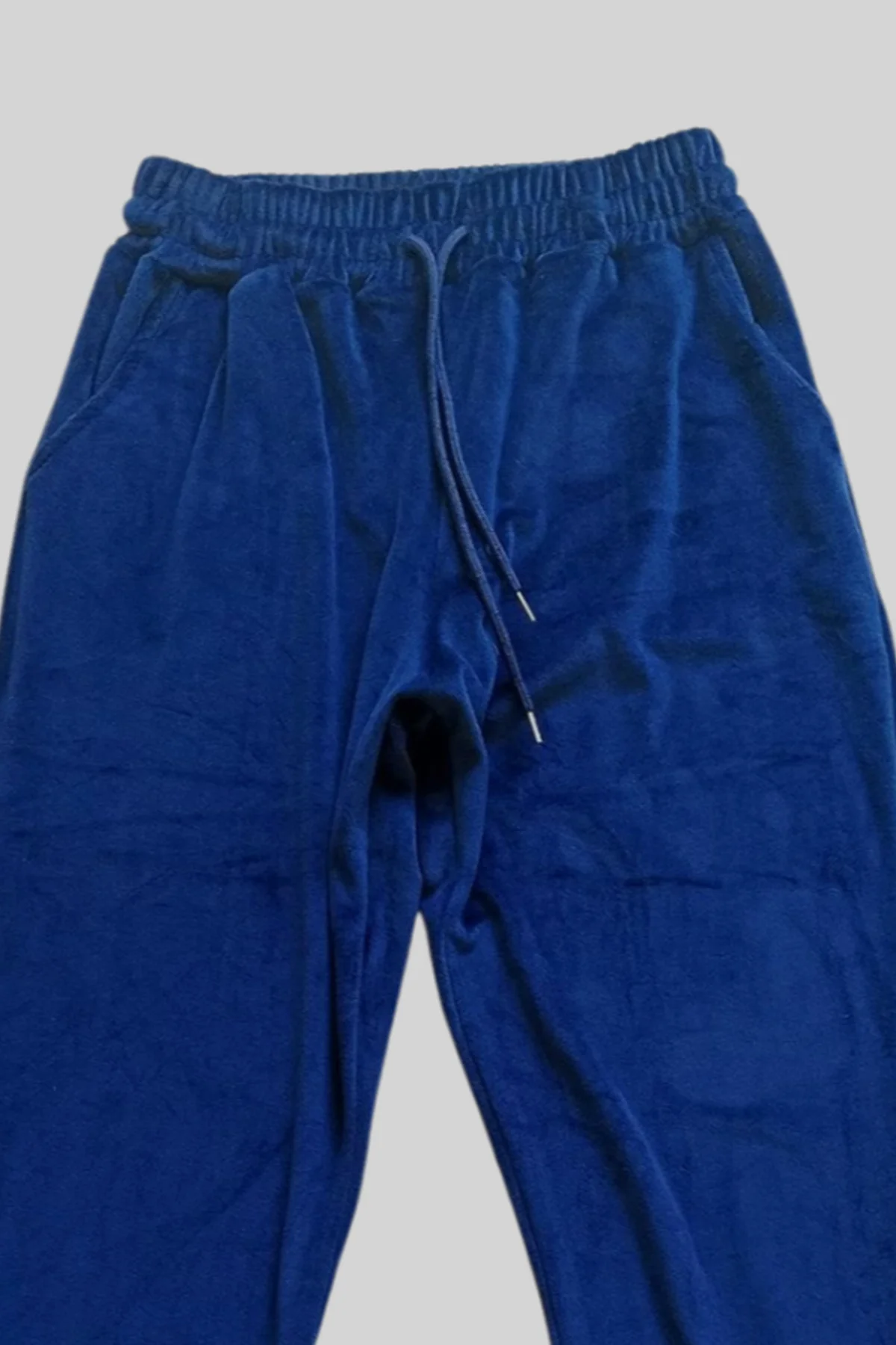 Parlak Kadife Cepli Pantolon Eşofman Pijama Altı Unisex Lastikli Paça Lacivert - Just Cheap Store Görsel 3