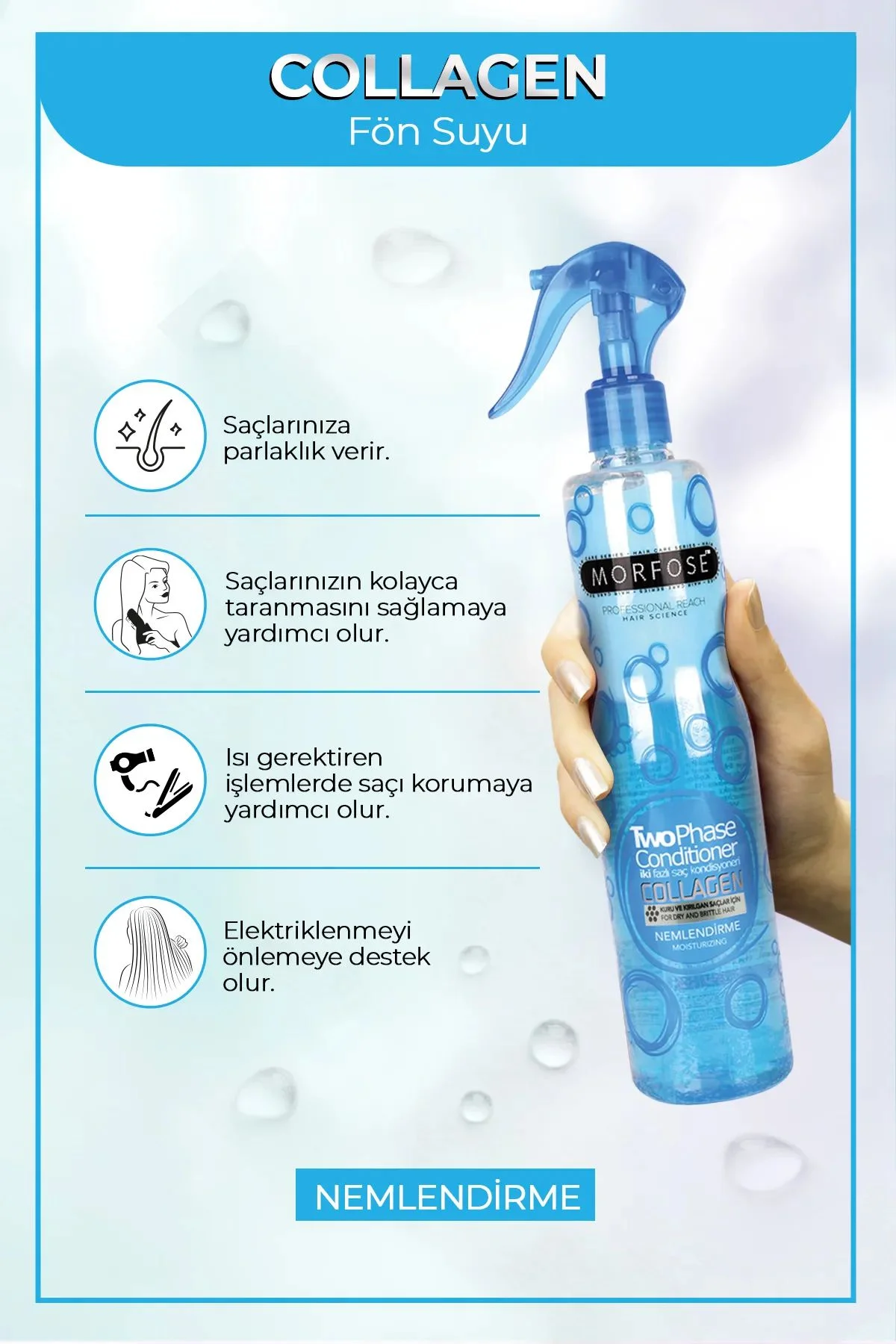 Kolajen Çift Fazlı Kondisyoner Fön Suyu 400 ML - mrfs - Just Cheap Store Görsel 4