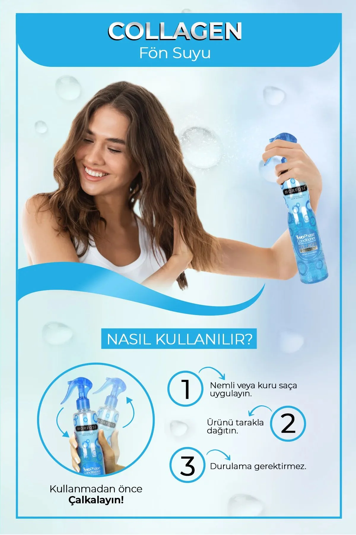 Kolajen Çift Fazlı Kondisyoner Fön Suyu 400 ML - mrfs - Just Cheap Store Görsel 3