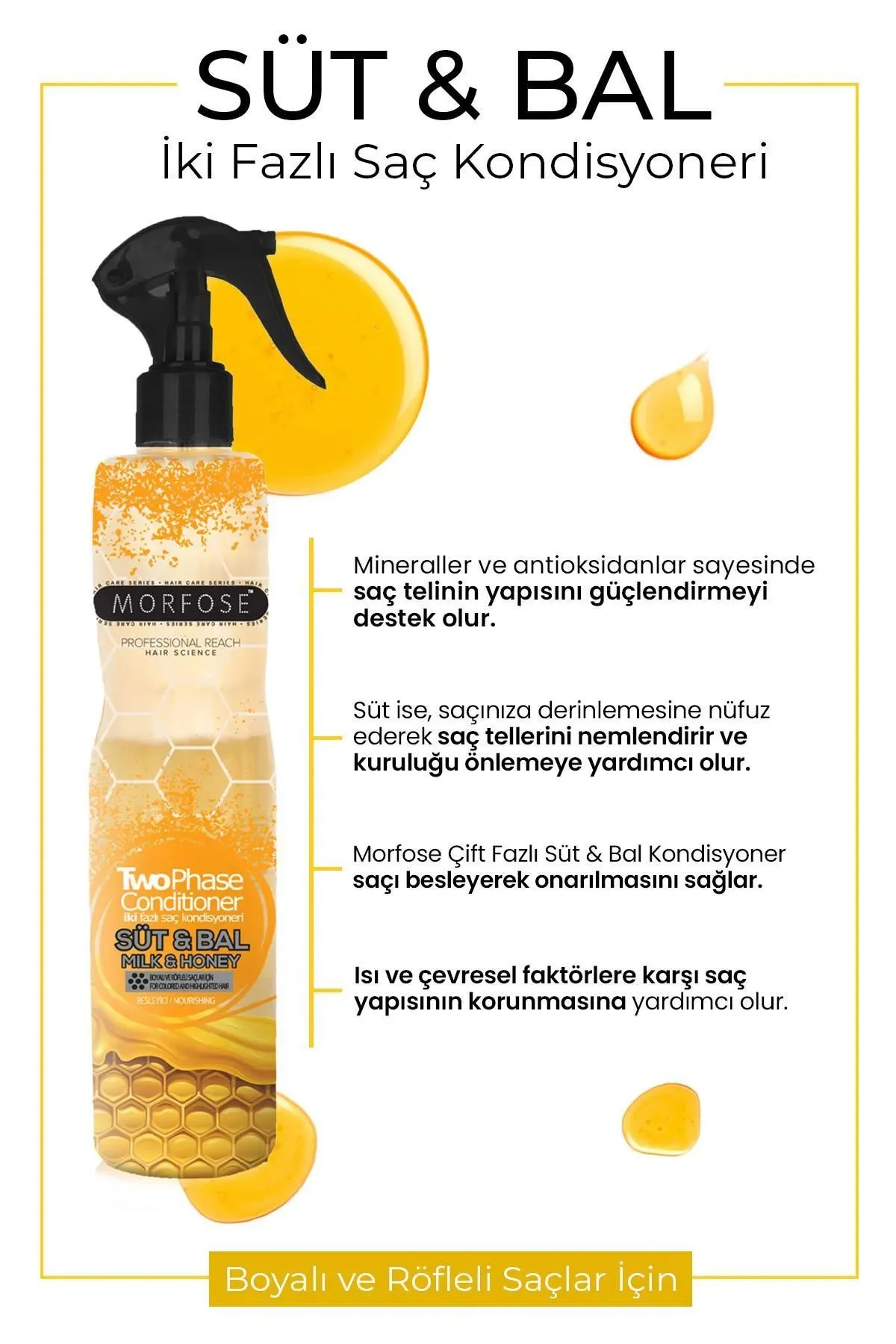 Çift Fazlı Süt &amp; Bal Kondisyoner Fön Suyu 400 ML - mrfs - Just Cheap Store Görsel 4