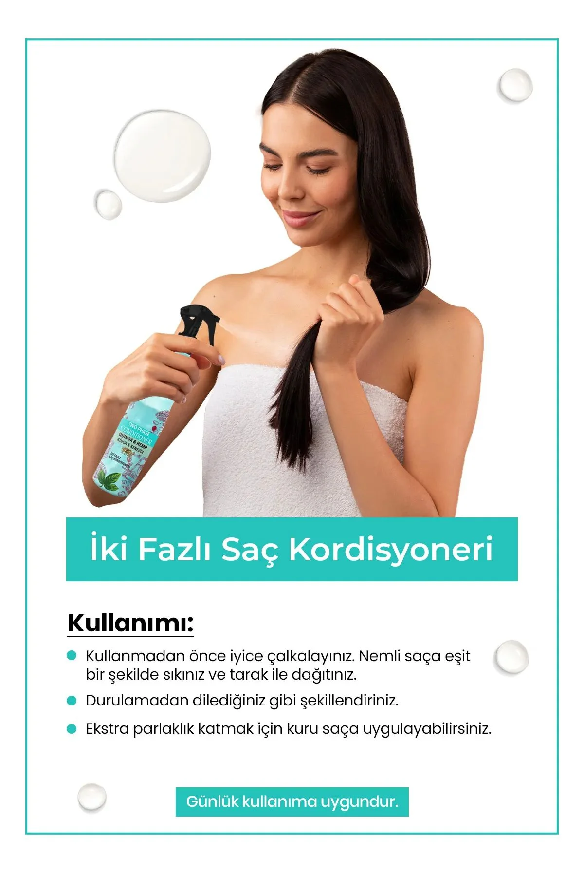 Çift Fazlı Kinoa &amp; Kenevir Kondisyoner Fön Suyu 400 ML - mrfs - Just Cheap Store Görsel 5