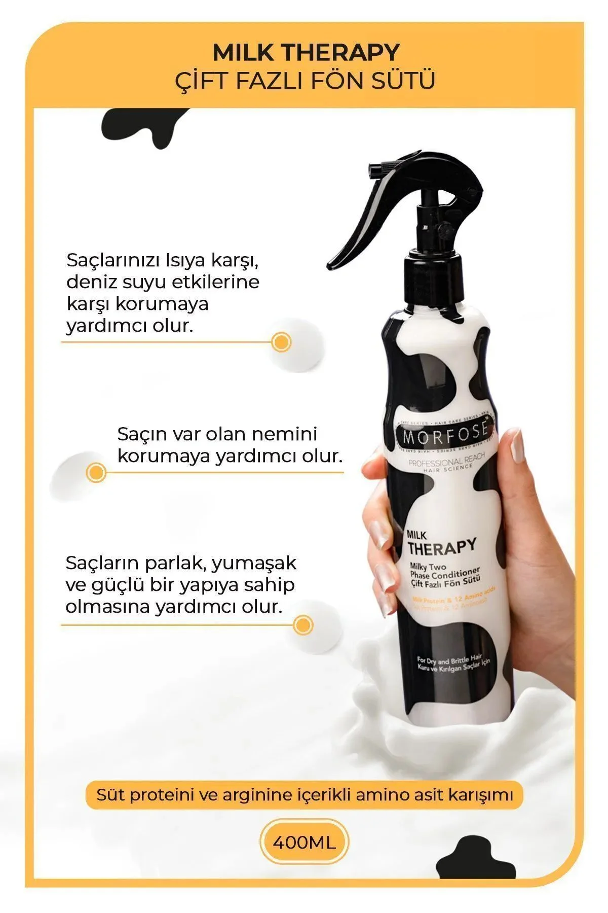 Milk Therapy Çift Fazlı Kondisyoner Fön Suyu 400 ML - mrfs - Just Cheap Store Görsel 3