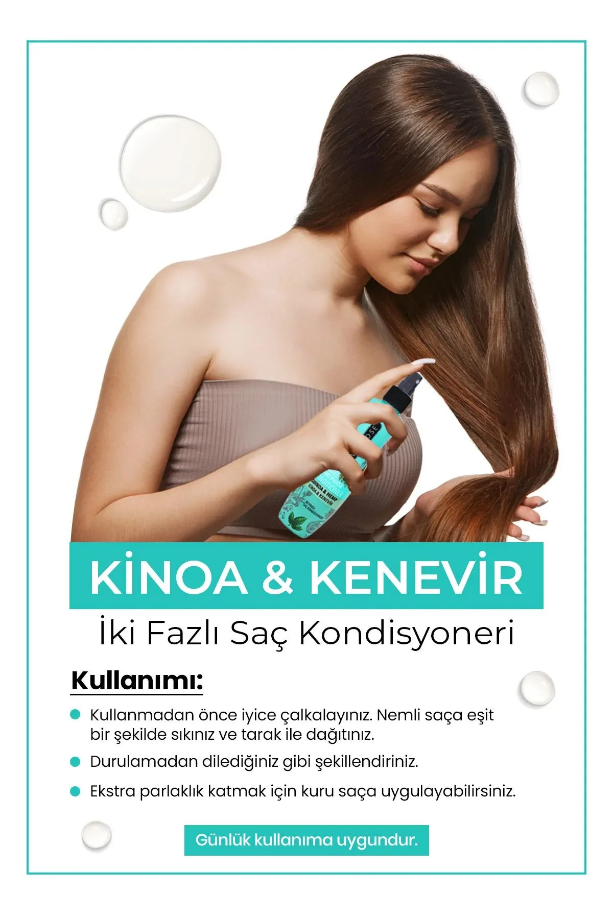 Çift Fazlı Kinoa &amp; Kenevir Kondisyoner Fön Suyu 240 ML - mrfs - Just Cheap Store Görsel 4