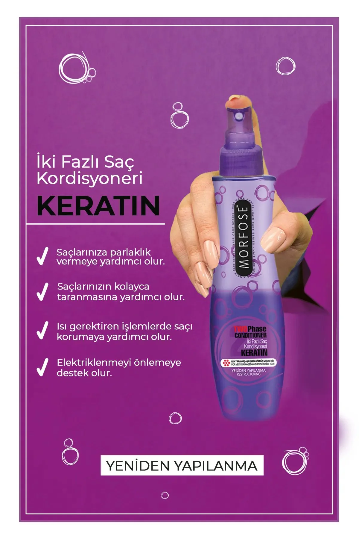 Keratin Çift Fazlı Kondisyoner Fön Suyu 240 ML - mrfs - Just Cheap Store Görsel 3