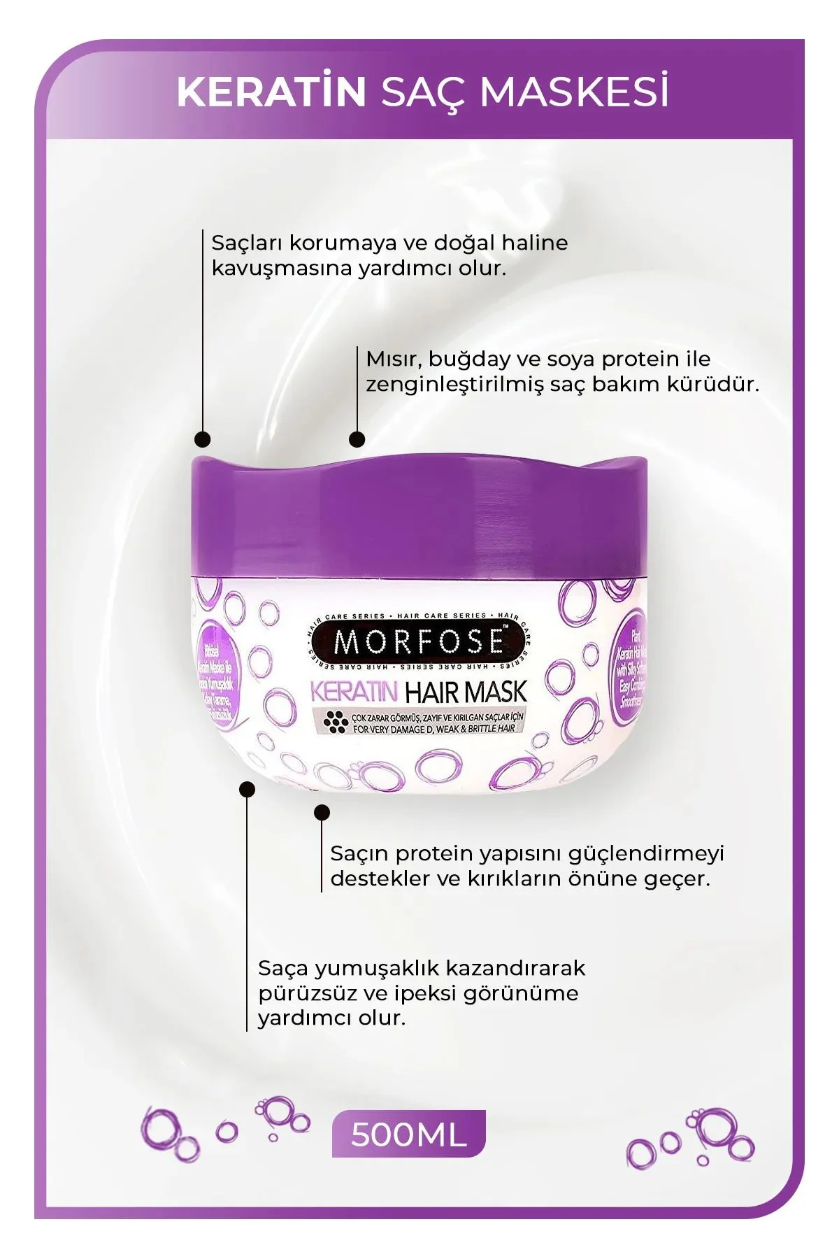 Keratin Saç Maskesi 500 ML - Yıpranmış Saçlar için - mrfs - Just Cheap Store Görsel 3
