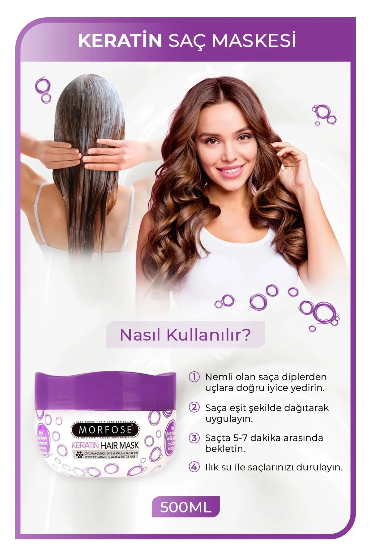 Keratin Saç Maskesi 500 ML - Yıpranmış Saçlar için - mrfs - Just Cheap Store Görsel 4