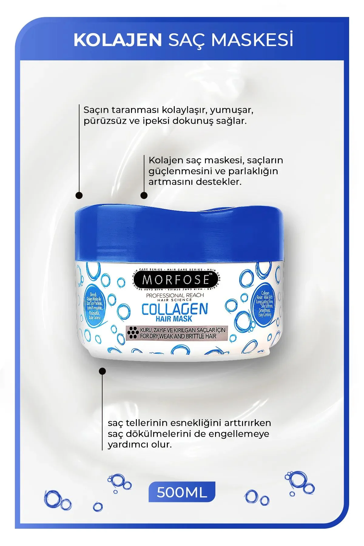 Kolajen Saç Maskesi 500 ML - Zayıf ve Kırılgan Saçlar İçin - mrfs - Just Cheap Store Görsel 3