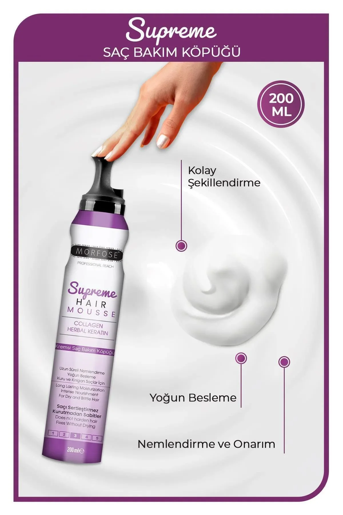 Supreme Saç Köpük 200 ML - Nemlendirme - mrfs - Just Cheap Store Görsel 3