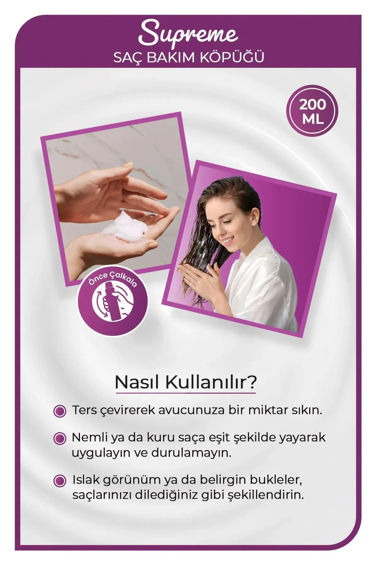 Supreme Saç Köpük 200 ML - Nemlendirme - mrfs - Just Cheap Store Görsel 4