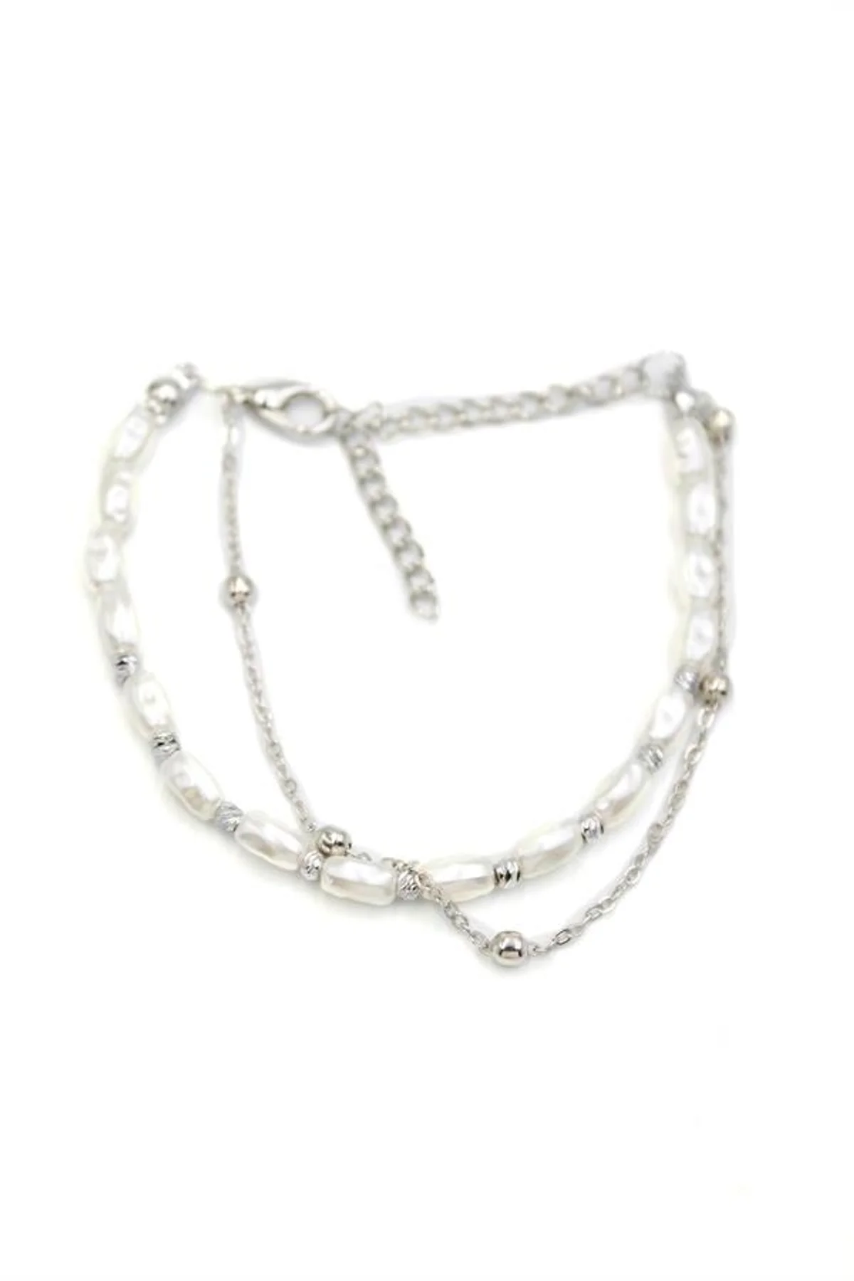 Zincirli İnci Bileklik - Gümüş - Just Cheap Store Görsel 4